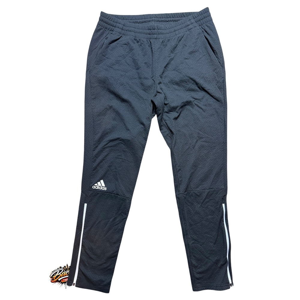Adidas Mens Climalite Soccer Training Pants Black Textured Ankle Zip CY9626